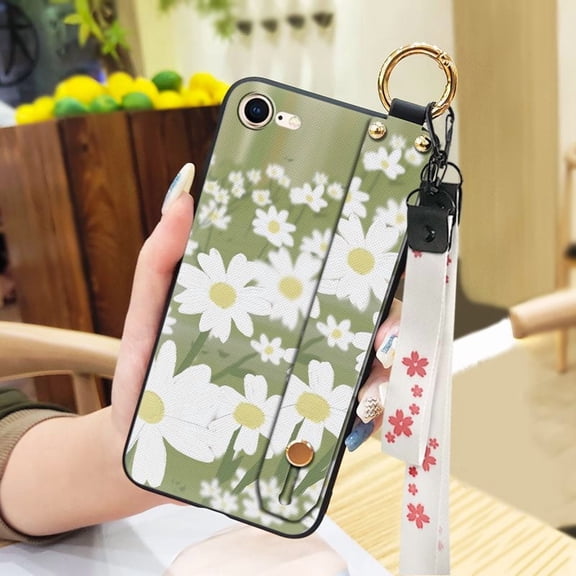 LYM-Phone Case For iphone 7/8/iphone SE 2020/SE2, Waterproof Shockproof Flower Back Cover Soft case Fashion Design Lanyard Anti-dust Wrist Strap Durable Protective Ring Dirt-resistant