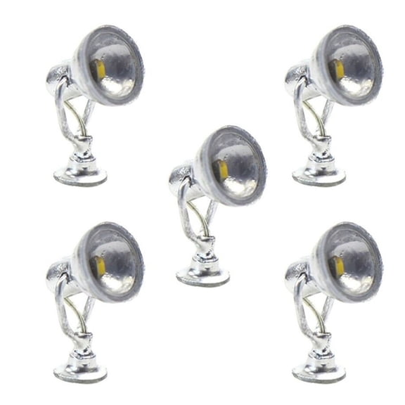 LYM20 5pcs Model Railway 1:87 Lamp Spotlight Flood Lights HO Scale Warm LEDs