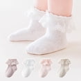 thumbnail image 1 of LYMAYTER 0-12Y 4 Pack ‌Kids Socks Girls Ruffle Eyelet Princess Socks Solid Color Breathable Dance Socks, 1 of 7