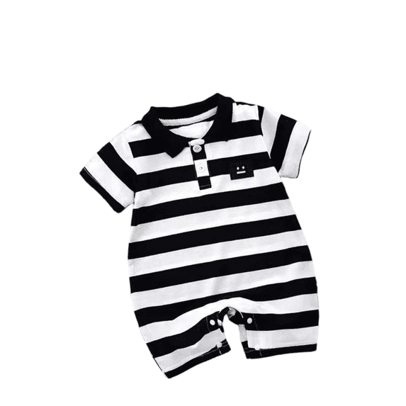 LYMAYTER 0-18M Baby Boys Girls Summer Striped Bodysuits Newborn Infant Short Sleeve Casual Rompers