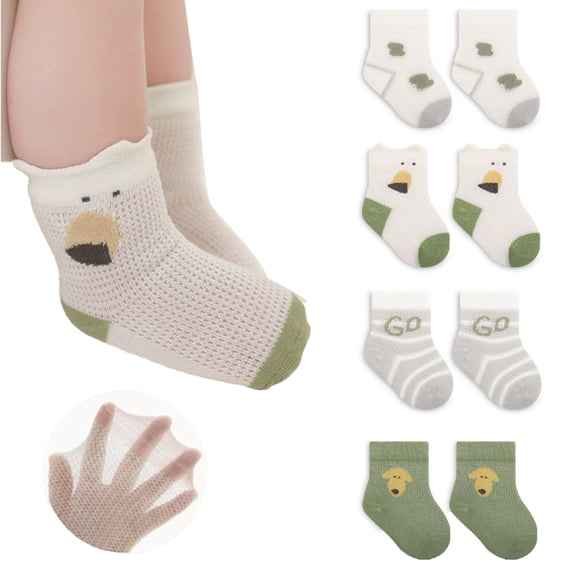 LYMAYTER 0-8Y Baby Girl Boy Unisex Socks Eyelet Mesh Summer Thin Toddler Infant Breathable 4 Pack