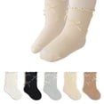 thumbnail image 1 of LYMAYTER 0-8Y ‌Girls' Mid-Calf Cotton Socks Princess Socks with Bow Fashionable Ruffled Edges Children's 1 Pair, 1 of 8
