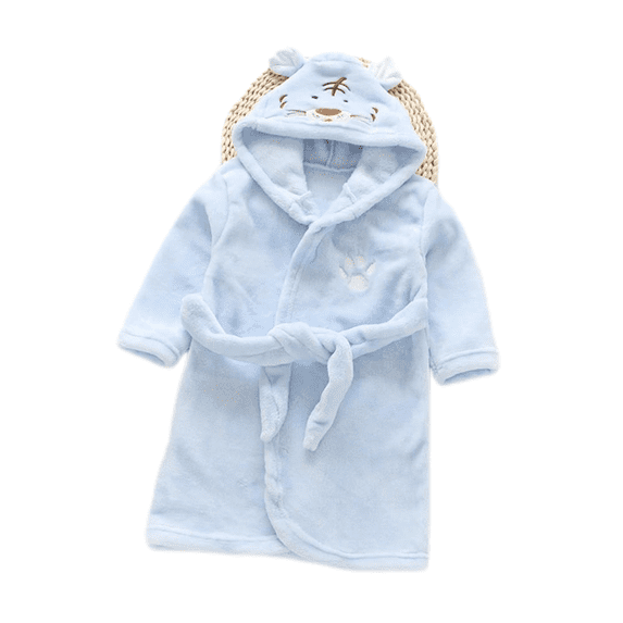 LYMAYTER 1-12Y Girls Boys Kids Hooded Bathrobe Toddler Winter Flannel Animal Print Cozy for Robe Pajamas