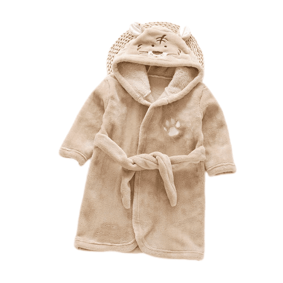 LYMAYTER 1-12Y Girls Boys Kids Hooded Bathrobe Toddler Winter Flannel Animal Print Cozy for Robe Pajamas
