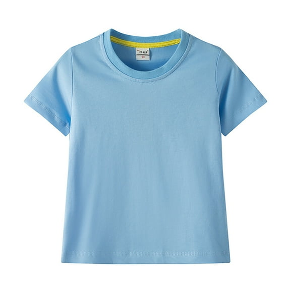 LYMAYTER 1-12Y Girls Boys T Shirt Tops for Kids Toddler Summer Pullover T-Shirt Baby Solid Color Short Sleeve Tops Tees