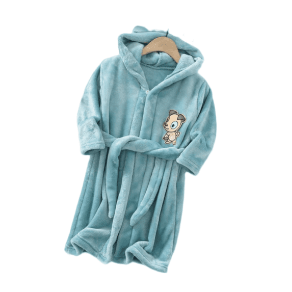 LYMAYTER 1-12Y Kids Toddler Hooded Bathrobe Casual Warmer Sleepwear Winter Tie-belt Robe Boys Girls