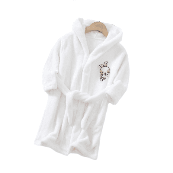 LYMAYTER 1-12Y Kids Toddler Hooded Bathrobe Casual Warmer Sleepwear Winter Tie-belt Robe Boys Girls