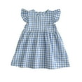 thumbnail image 1 of LYMAYTER 1-6Y Toddler Casual Cotton Dress for Girls Flutter Sleeve Plaid Onesies Skirt Baby A-Line Tutu Cotton Skirt, 1 of 10