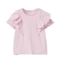 thumbnail image 1 of LYMAYTER 1-8 Years Girls Crewneck T-Shirt for Kids Baby Ruffle Short Sleeve Tees Shirt Toddler Summer Cotton Pullover, 1 of 9