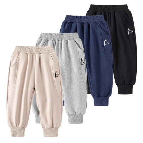 LYMAYTER 1-8Y Toddler Kids Boys Spring Cotton Sweatpants Baby Fall Casual Active Jogger Solid Color Athletic Pull on Pants with Pocket