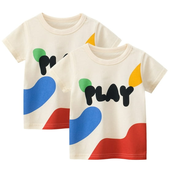 LYMAYTER 1-8Y Toddler Kids Summer Cotton Tee Shirt for Girls Baby Short Sleeve Tees Shirts 100% Organic Cotton T-Shirt