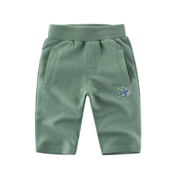 LYMAYTER 1-9 Years Boys Soft Shorts for Kids Cotton Printing Casual Pants Toddler Seven Points Elastic Waist Sweat Shorts