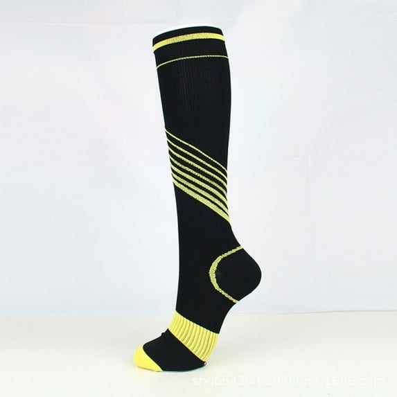LYMAYTER 1 Pairs Men & Women Knee High Compression Socks Ribbed Design Outdoor Running Support S-XL