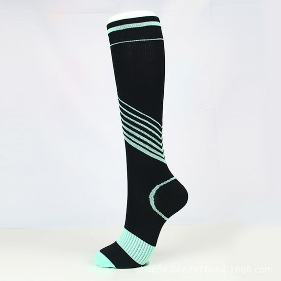LYMAYTER 1 Pairs Men & Women Knee High Compression Socks Ribbed Design Outdoor Running Support S-XL