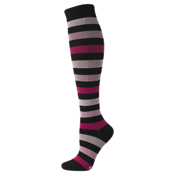 LYMAYTER 1PC Women Compression Socks Colorful Striped Athletic Support Knit for Long Socks S-XL