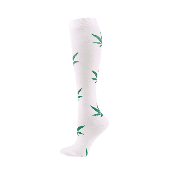 LYMAYTER 1PC Women Compression Socks Maple Leaf Flowers Long Socks for S-XL Comfort Leg Support Knit Socks