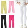 thumbnail image 1 of LYMAYTER 2-10T Kids Toddler Girls Leggings in 100% Cotton for School Uniform or Play Toddler Summer Silky Footless Cotton Pants Spring Casual Active Ankle Length Tight Leggings, 1 of 11