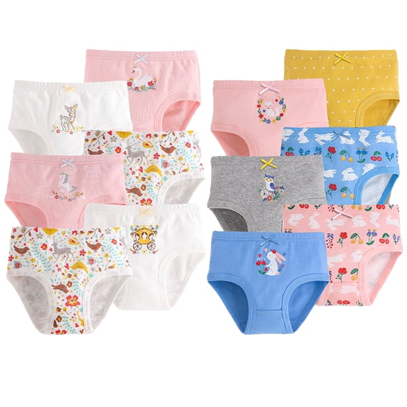LYMAYTER 2-12Y Girls Breathable Cartoon Panties Briefs 6PCS Soft Cotton Undies Underwear Shorts Comfty Pure Panties Underwear