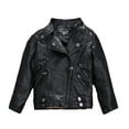 thumbnail image 1 of LYMAYTER 2-14T Baby Boys Leather Jacket Toddler Girls Motorcycle Faux Leather Coat Spring PU Soft Leather Jackets, 1 of 8
