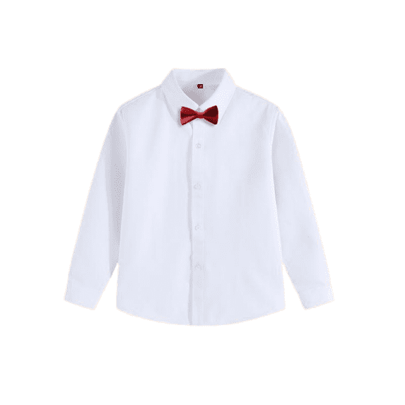 LYMAYTER 2-16Y Toddler Boys Long Sleeve Dress Shirts Kids Classic Solid Formal Casual Uniform Shirts