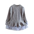 thumbnail image 1 of LYMAYTER 2-7Y Little Girls Long Sleeves Skirt Kids Toddler Casual Birthday Dress with Tutu Dress Knit Princess Sweater Dress Autumn Winter Sweater Dress, 1 of 9