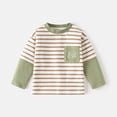 thumbnail image 1 of LYMAYTER 2-7Y Toddler Baby Boys Crew Neck Long Sleeve T Shirts Striped Patchwork Loose Lightweight Outfits, 1 of 8