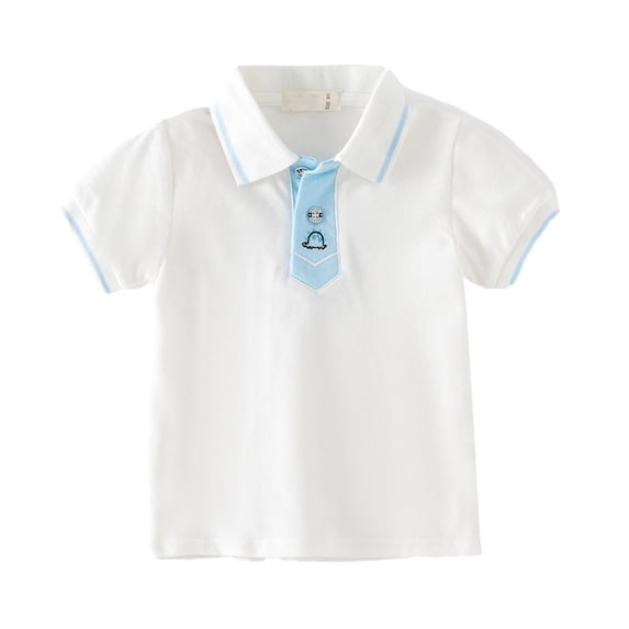 LYMAYTER 2-7Y Toddler Baby Boys T-Shirt Kids Casual Summer Button Lapel Tees Solid Color Pullover Top Shirt Indoor Outdoor Sports Tees