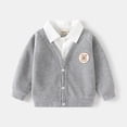 thumbnail image 1 of LYMAYTER 2-7Y Toddler Boys Little Kids Lapel Collar Lined Neck Sweatshirt Long Sleeve Preppy School Style Top, 1 of 8