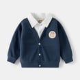 thumbnail image 1 of LYMAYTER 2-7Y Toddler Boys Little Kids Lapel Collar Lined Neck Sweatshirt Long Sleeve Preppy School Style Top, 1 of 8