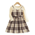 thumbnail image 1 of LYMAYTER 2-7Y Toddler Girls Long Sleeve Spliced Plaid Princess Dress Little Girls Fall Casual A Line Party Dress, 1 of 7