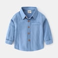 thumbnail image 1 of LYMAYTER 2-7Y Toddler Long Sleeve Button Shirts Little Boys Girls Solid Color Lapel Tops Casual Spring Fall Daily Wear, 1 of 8