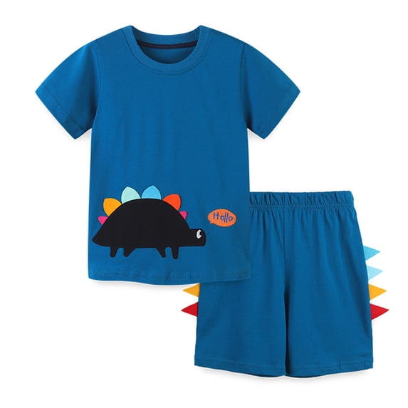 LYMAYTER 2-8 Years Boys Casual T-Shirt Outfit for Kids Baby Crewneck Short Sleeve Tees Tops 2PCS Set Toddler Summer Prints Shirt