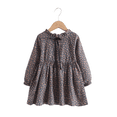 thumbnail image 1 of LYMAYTER 2-8Y Girls Cute Floral Long Sleeve Cotton Midi Dress Pleated Lace Up Round Neck Spring Fall, 1 of 8