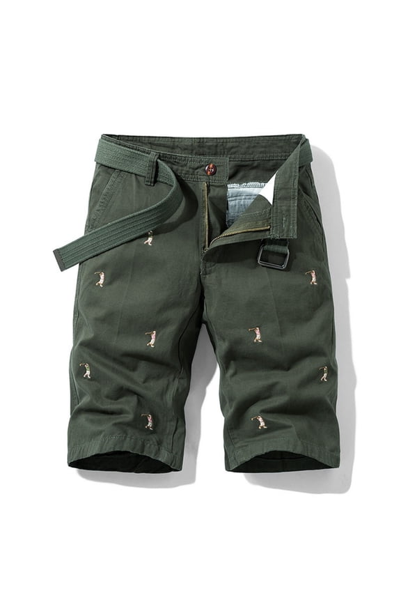 29-38 Men Breathable Cargo Shorts Cotton Embroidery Bermuda Zipper Baggy for Shorts