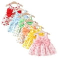 thumbnail image 1 of LYMAYTER 2PCS Baby Newborn Girls Bow-Tie Dresses with Matching Hat Infant Sleeveless Halter Strap Princess Dress Beach Tutu Sundress Skirt for 6M-3T, 1 of 11
