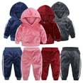 thumbnail image 1 of LYMAYTER 2PCS Baby Toddler Velour Fleece Sweatshirt Sets for Boys Girls,9M-8T Infant Tracksuit Sweatpants Outfits Hooded Athletic Jogger Pants Set Spring Winter Solid Sweatsuit Outfit, 1 of 8