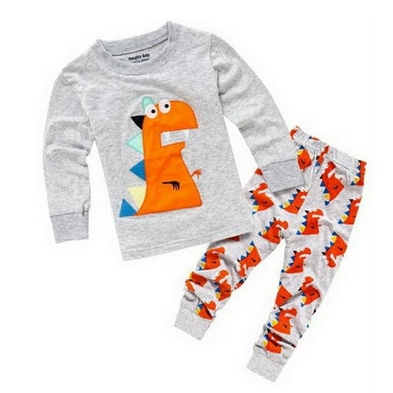 LYMAYTER 2PCS Boys Kids Bottoming Shirt Outfit Toddler Printed Long Sleeve T-Shirt and Stripes Pants Loungewear Set for 1-7 Years