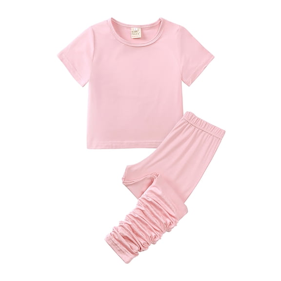 LYMAYTER 2PCS Infant Girls Boys Cotton T-Shirt Outfit for Kids Toddler Short Sleeve Soft Tees Tops Sets 12 Months - 7 Years