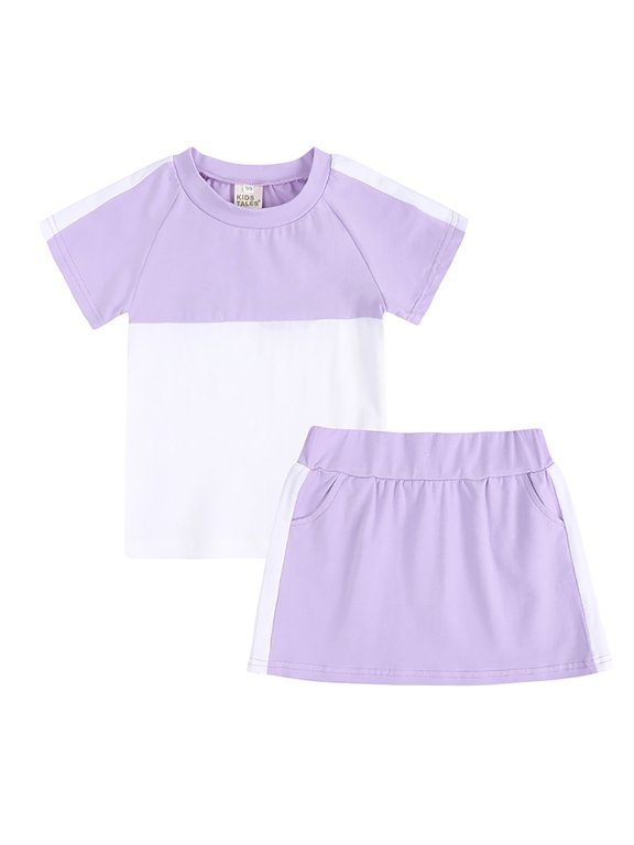 2PCS Infant Girls Boys Cotton T-Shirt Outfit for Kids Toddler Solid Colour Short Sleeve Tees Tops Shorts Sets 3 Months-13 Years