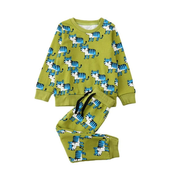 LYMAYTER 2Pcs Kids Boys Girls Sweatshirt Set Toddler Printed Sweatsuit Two-Piece Set Long-Sleeved Tracksuit Teen Autumn Long-Sleeved Sweatsuit T-Shirt Outfit for 3-8Y