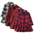 thumbnail image 1 of LYMAYTER 3-11T Toddler Kids Girls Plaid Dress Spring Fall Long Sleeve Button down Shirts Dresses Lapel Plaid Flannel Shirt Dress, 1 of 10