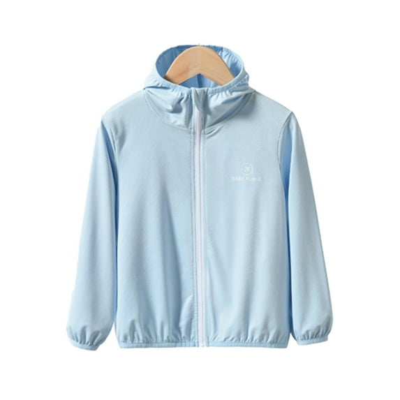 LYMAYTER 3-12 Years Unisex Kids Hoodie Sun Protection Jacket for Boys Girls Ice Silk Long Sleeve Sun Suits Tops Toddler Summer Solid Color Rash Guard