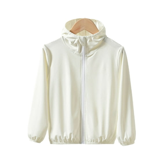 LYMAYTER 3-12 Years Unisex Kids Hoodie Sun Protection Jacket for Boys Girls Ice Silk Long Sleeve Sun Suits Tops Toddler Summer Solid Color Rash Guard