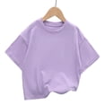 thumbnail image 1 of LYMAYTER 3-12Y Boys Girls Shirt T-Shirt Tops for Kids Toddler Short Sleeve Cotton Comfortable Tees Tops Fashion Versatile Tees Solid Colour T-Shirt, 1 of 9