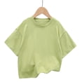 thumbnail image 1 of LYMAYTER 3-12Y Boys Girls Shirt T-Shirt Tops for Kids Toddler Short Sleeve Cotton Comfortable Tees Tops Fashion Versatile Tees Solid Colour T-Shirt, 1 of 9