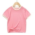 thumbnail image 1 of LYMAYTER 3-12Y Boys Girls Shirt T-Shirt Tops for Kids Toddler Short Sleeve Cotton Comfortable Tees Tops Fashion Versatile Tees Solid Colour T-Shirt, 1 of 8