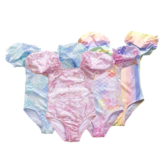 LYMAYTER 3-12Y Girls Ruffles Swimsuits for Kids Toddler Summer Floral Printing Bathing Suits Swimwear
