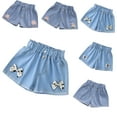 thumbnail image 1 of LYMAYTER 3-13 Years Girls Jeans Shorts for Kids Soft Elastic Waist Denim Shorts Pants Toddler Summer Cotton Shorts for Girls, 1 of 9
