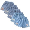 thumbnail image 1 of LYMAYTER 3-13 Years Girls Jeans Shorts for Kids Soft Elastic Waist Denim Shorts Pants Toddler Summer Cotton Shorts for Girls, 1 of 9