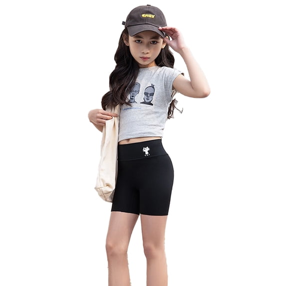 LYMAYTER 3-14Y Girls Compression Bike Shorts for Kids Yoga Running Soccer Workout Athletic Wear